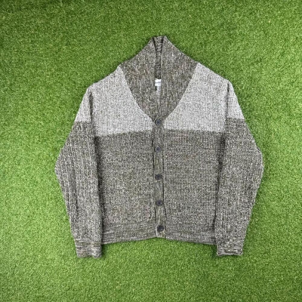 Goodfellow-co Men's Grey and Green Cardigan